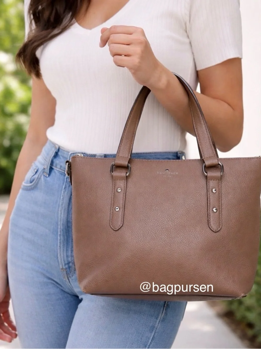 Kate Spade Taupe Larchmont Avenue “Penny” Pebbled Leather Crossbody Bag